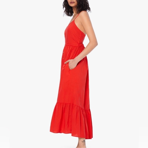 XIRENA Red Torch Lena Button Cotton Maxi Dress - Picture 5 of 14